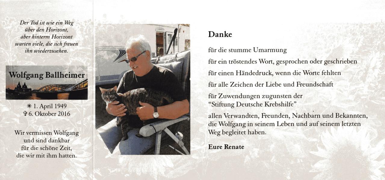 Danksagung Wolfgang Ballheimer